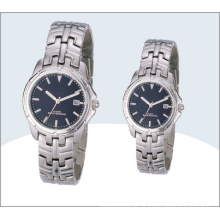 Grau par de aço inoxidável, relógios, relógio de quartzo 15190